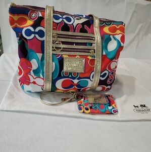 Colorful Coach bag and wristlet